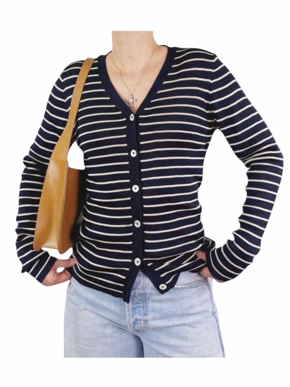 Lauren Ralph Lauren 100% Silk Nautical Stripe Cardigan Sweater. Size Small.